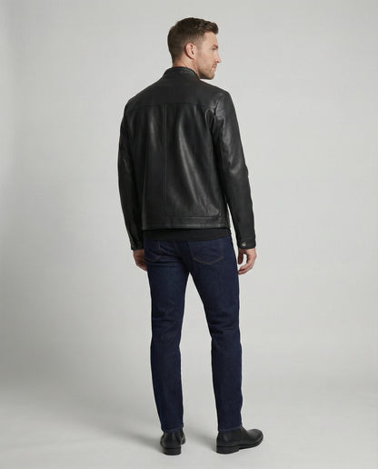 Herren Lederjacke Modern Geschnitten Elegantes Design