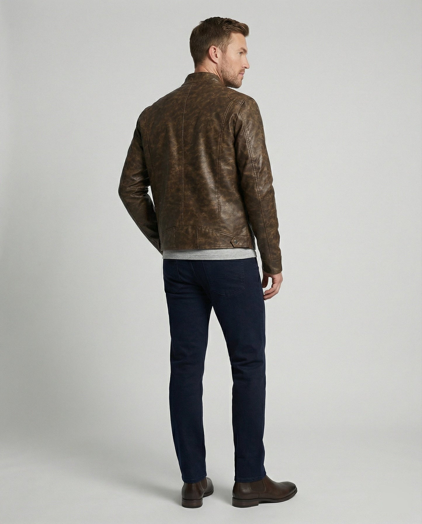 Herren Lederjacke Asymmetrisch Vintage Style