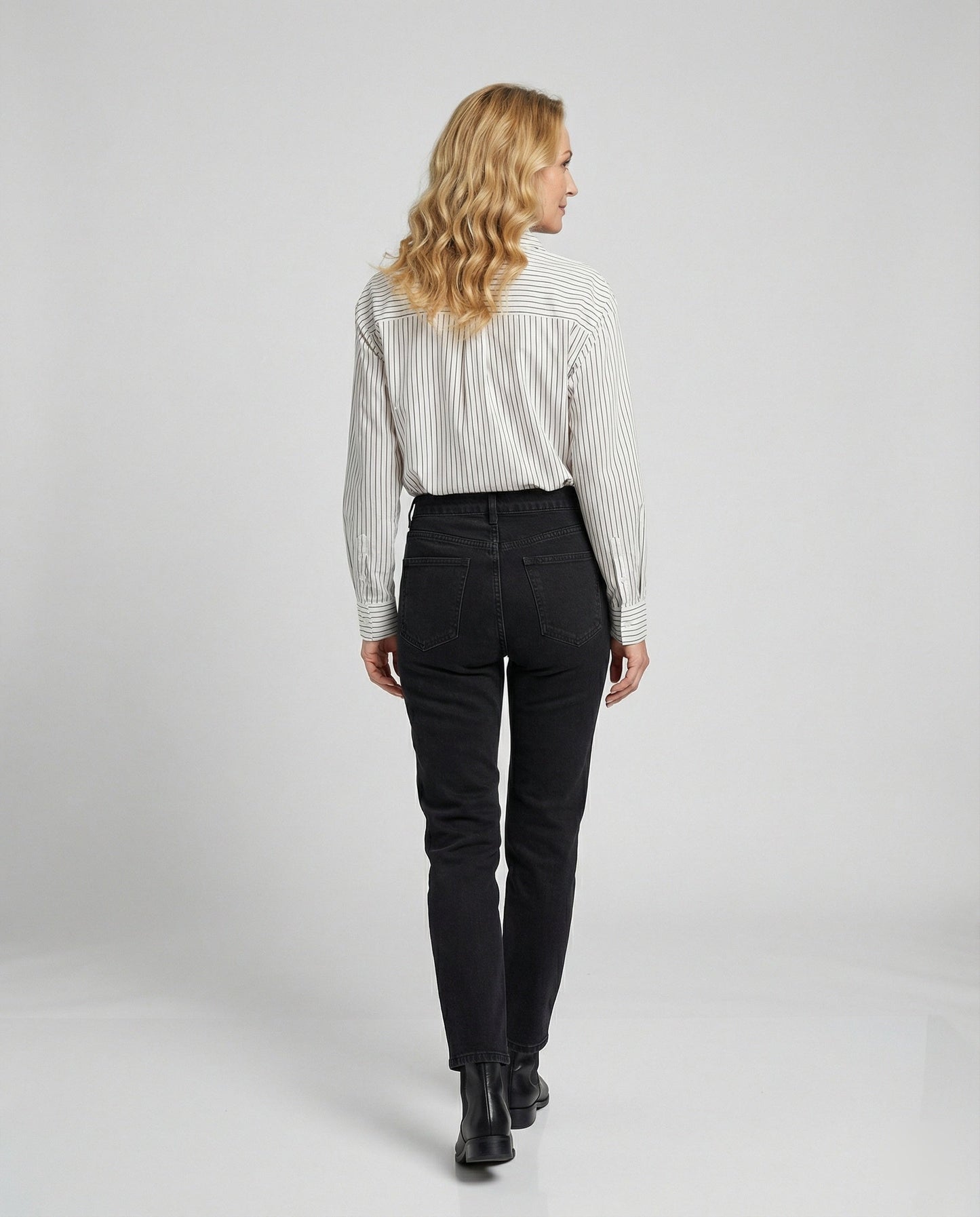 Damen Bluse Streifenmuster Knöpfe Elegante