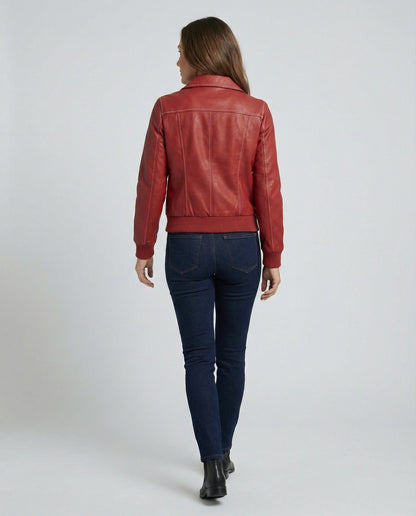 Damen Lederjacke Elegante Mit Hochem Kragen Schwarz - BerlinGlamour