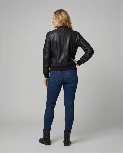 Damen Steppjacke Leicht Kunstleder Modern