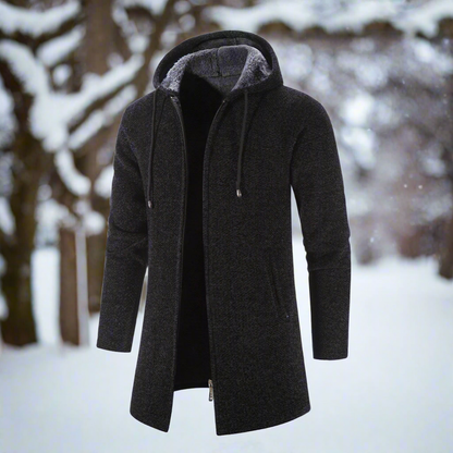 Mittellange Winterjacke Reißverschluss Kapuze Warm Bequem