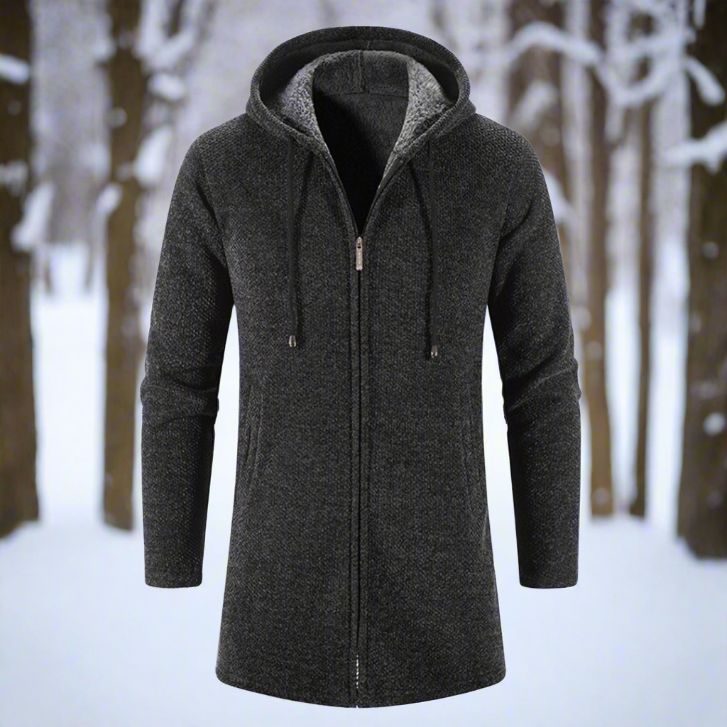 Mittellange Winterjacke Reißverschluss Kapuze Warm Bequem