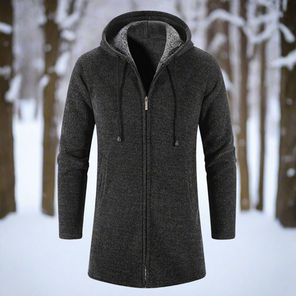 Mittellange Winterjacke Reißverschluss Kapuze Warm Bequem