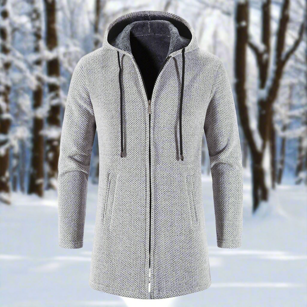 Mittellange Winterjacke Reißverschluss Kapuze Warm Bequem