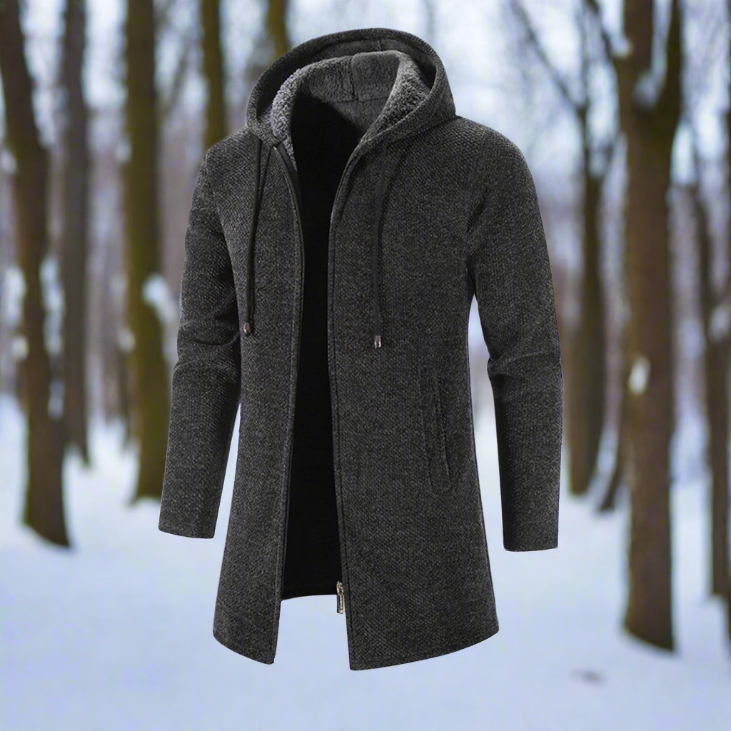 Mittellange Winterjacke Reißverschluss Kapuze Warm Bequem