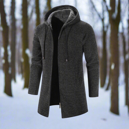 Mittellange Winterjacke Reißverschluss Kapuze Warm Bequem