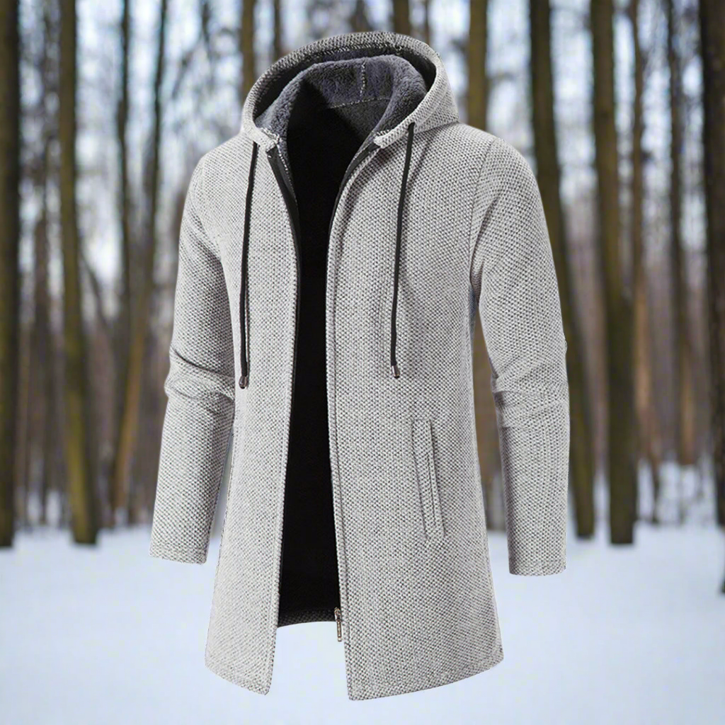 Mittellange Winterjacke Reißverschluss Kapuze Warm Bequem