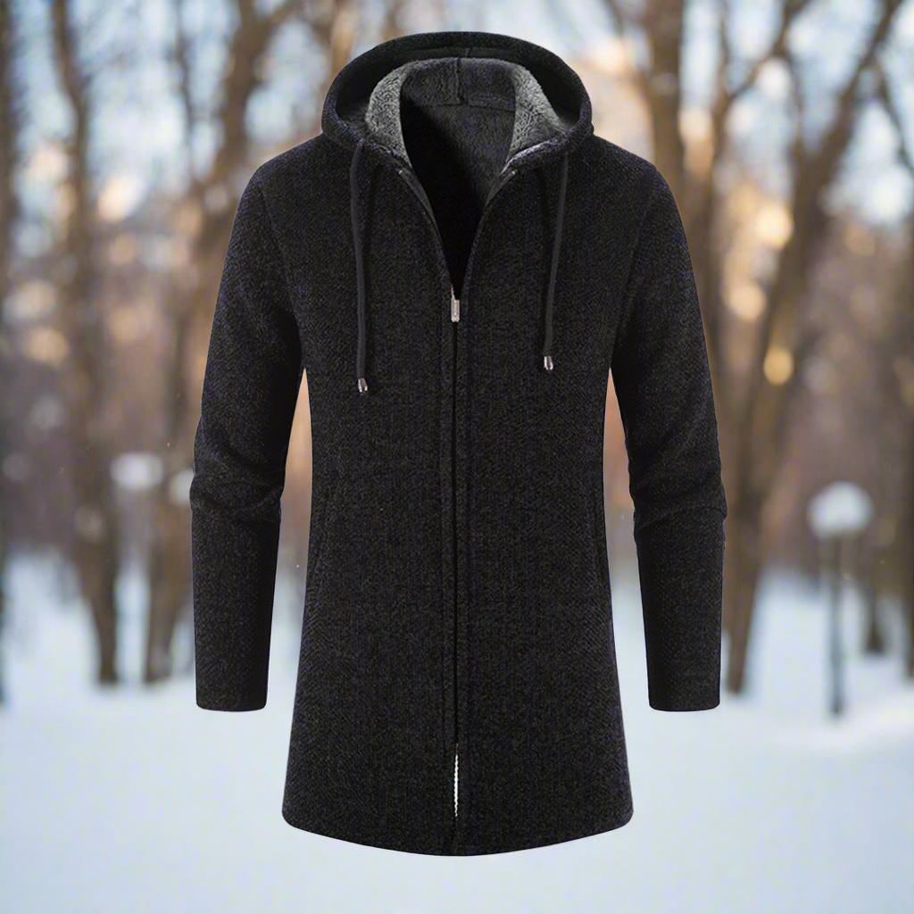 Mittellange Winterjacke Reißverschluss Kapuze Warm Bequem