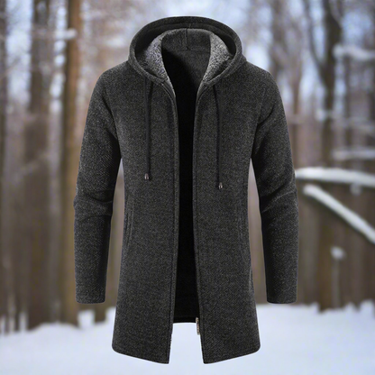 Mittellange Winterjacke Reißverschluss Kapuze Warm Bequem