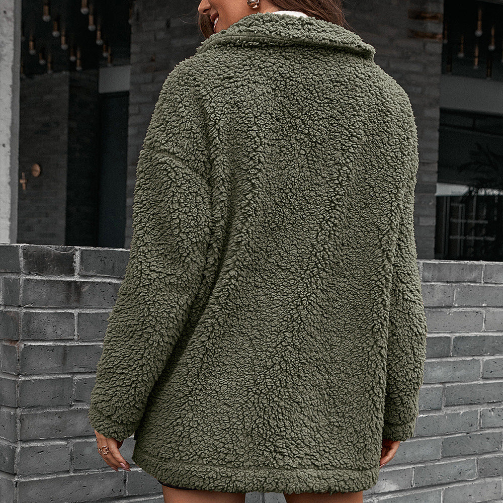 Frauen Parka Jacke Sherpa Fleece Reverskragen Warm - BerlinGlamour