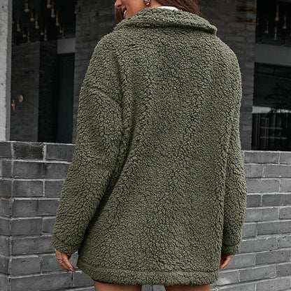 Frauen Parka Jacke Sherpa Fleece Reverskragen Warm - BerlinGlamour