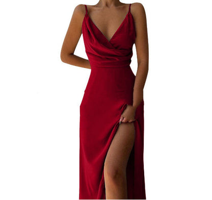 V-Ausschnitt Kleid Mit Druck Schlitz Modern