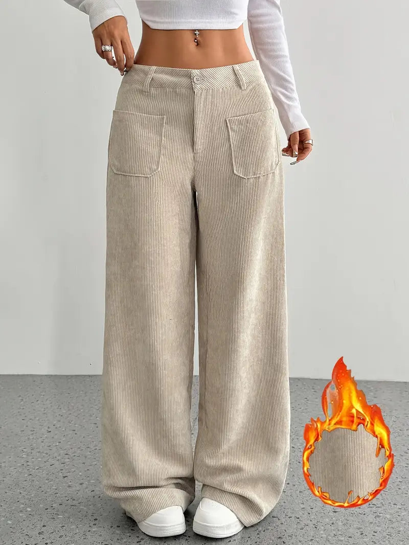 Damenhose Weite Bein Cordhose Frauen Trend