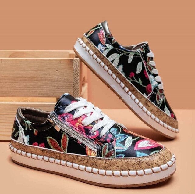 Orthopädische Sneaker Damen Blumenmuster Komfort