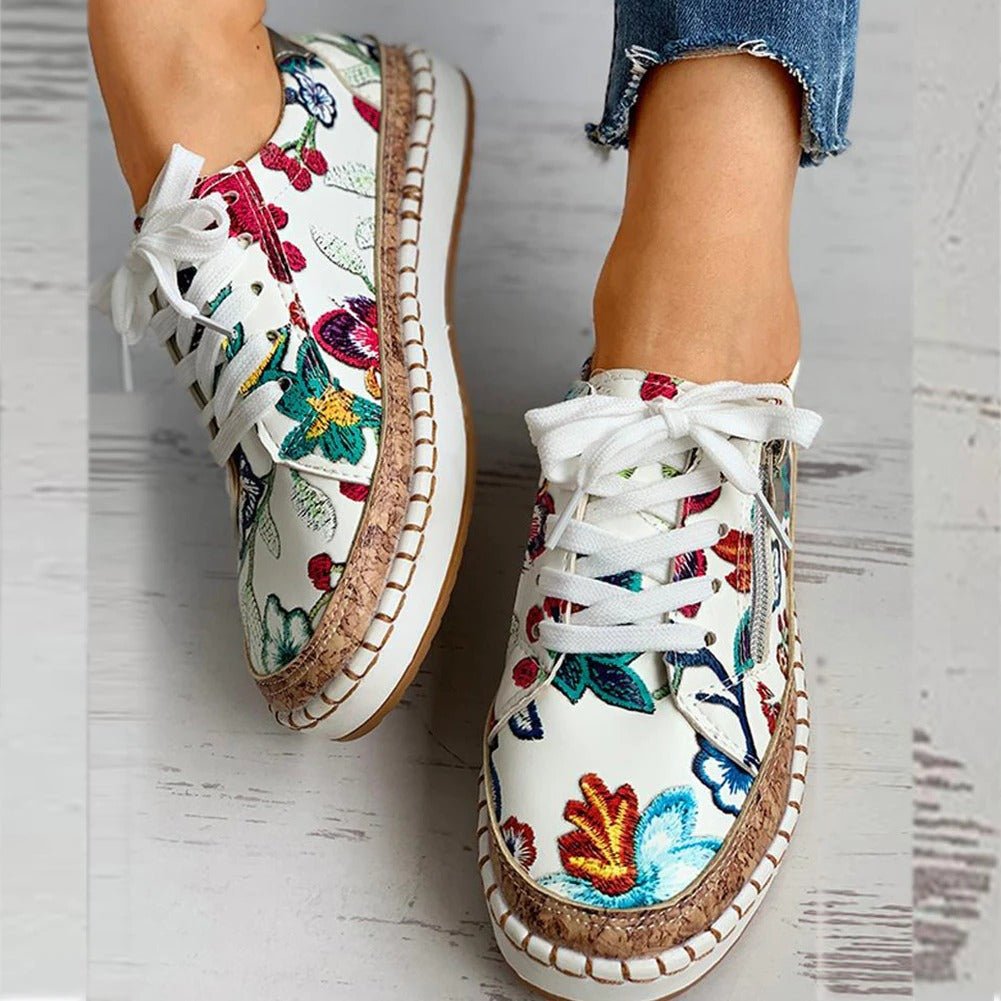 Orthopädische Sneaker Damen Blumenmuster Komfort