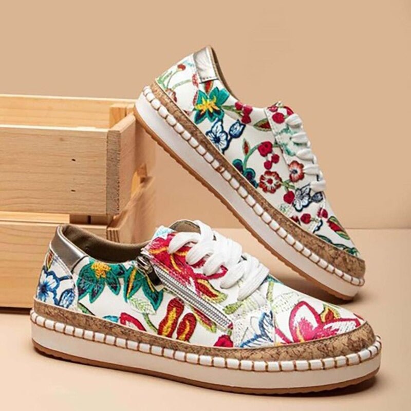 Orthopädische Sneaker Damen Blumenmuster Komfort