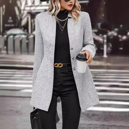 Elegantes graues Damen-Wollmantel von Shivarae
