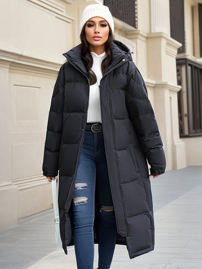 Wintermantel Damen Lang Pufferjacke mit Kapuze Warm
