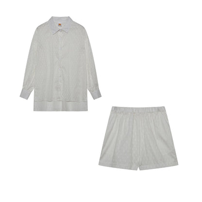 Baumwoll Zweiteiler Damen Oversize Bluse Shorts Leicht