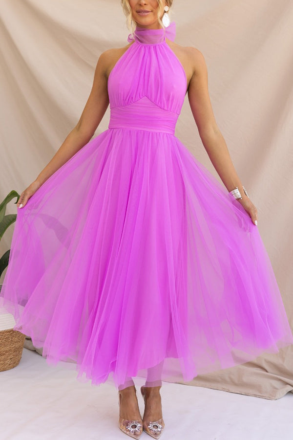 Halterneck Tüllkleid Mit Schleier A-Linie Elegant