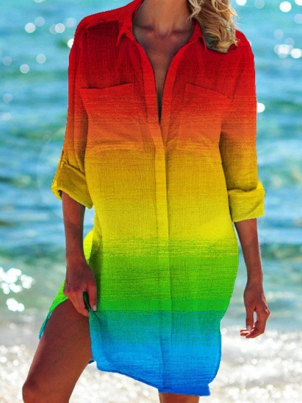 Strandkleid, Strickjacke, Badeanzug, Damenmode, BerlinGlamour Print-Hemd für den Urlaub