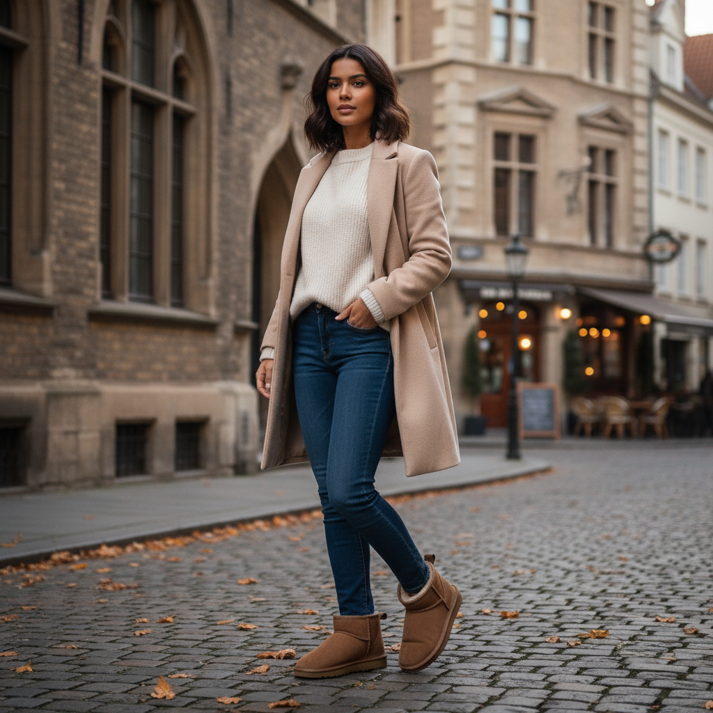 Damen Winterboots Gefüttert Warm mit Wollfutter