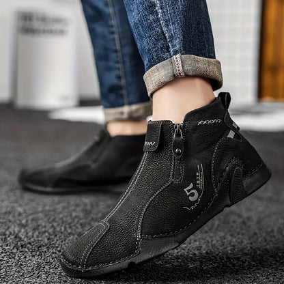 Herren Stiefeletten Braun Lederschuhe Schnürsenkel