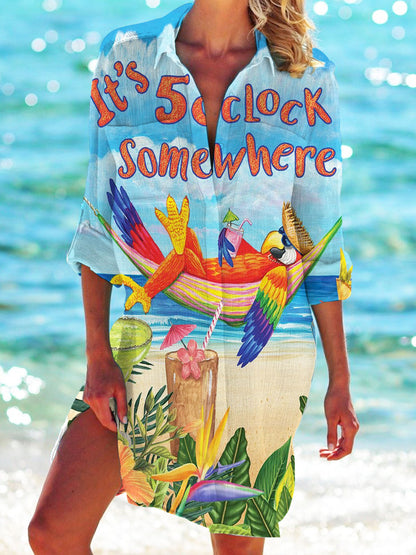 Strandkleid, Strickjacke, Badeanzug, Damenmode, BerlinGlamour Print-Hemd für den Urlaub