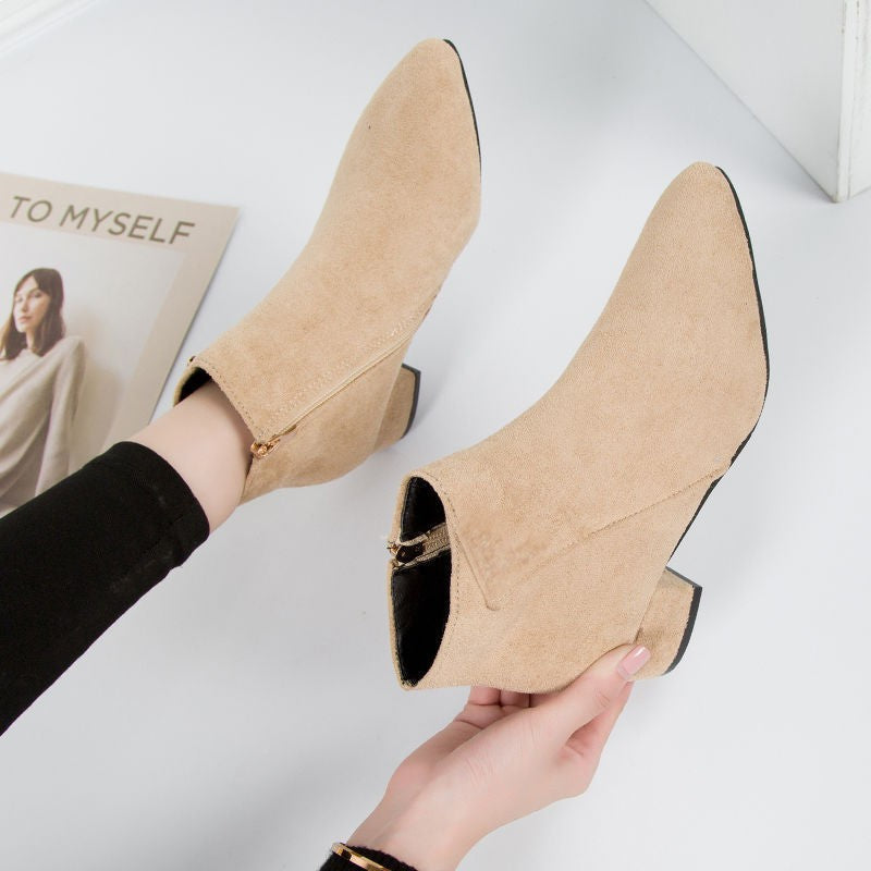 Damen Lederstiefeletten Herbst Winter Mode