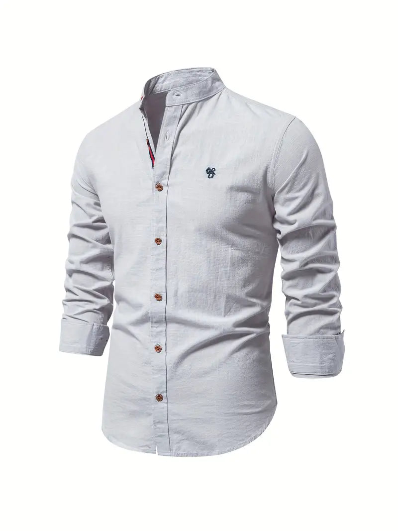 Herren Leinenhemd Knopfverschluss Sommer Modern