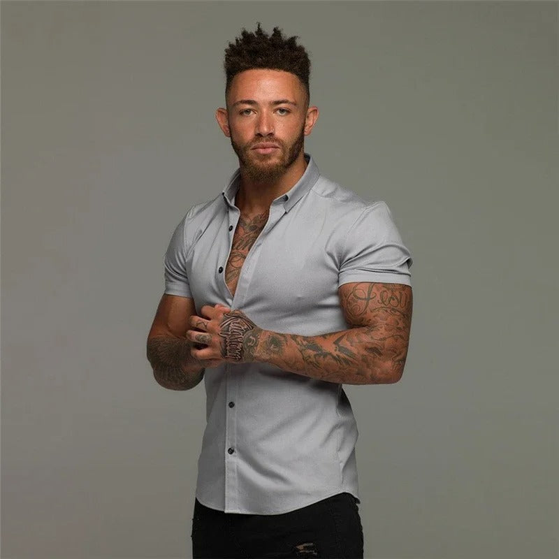 Schwarzes Slimfit Herrenhemd Business Leicht