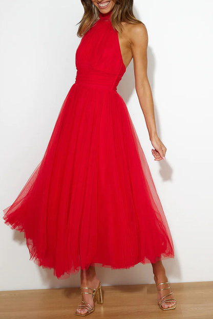 Halterneck Tüllkleid Mit Schleier A-Linie Elegant