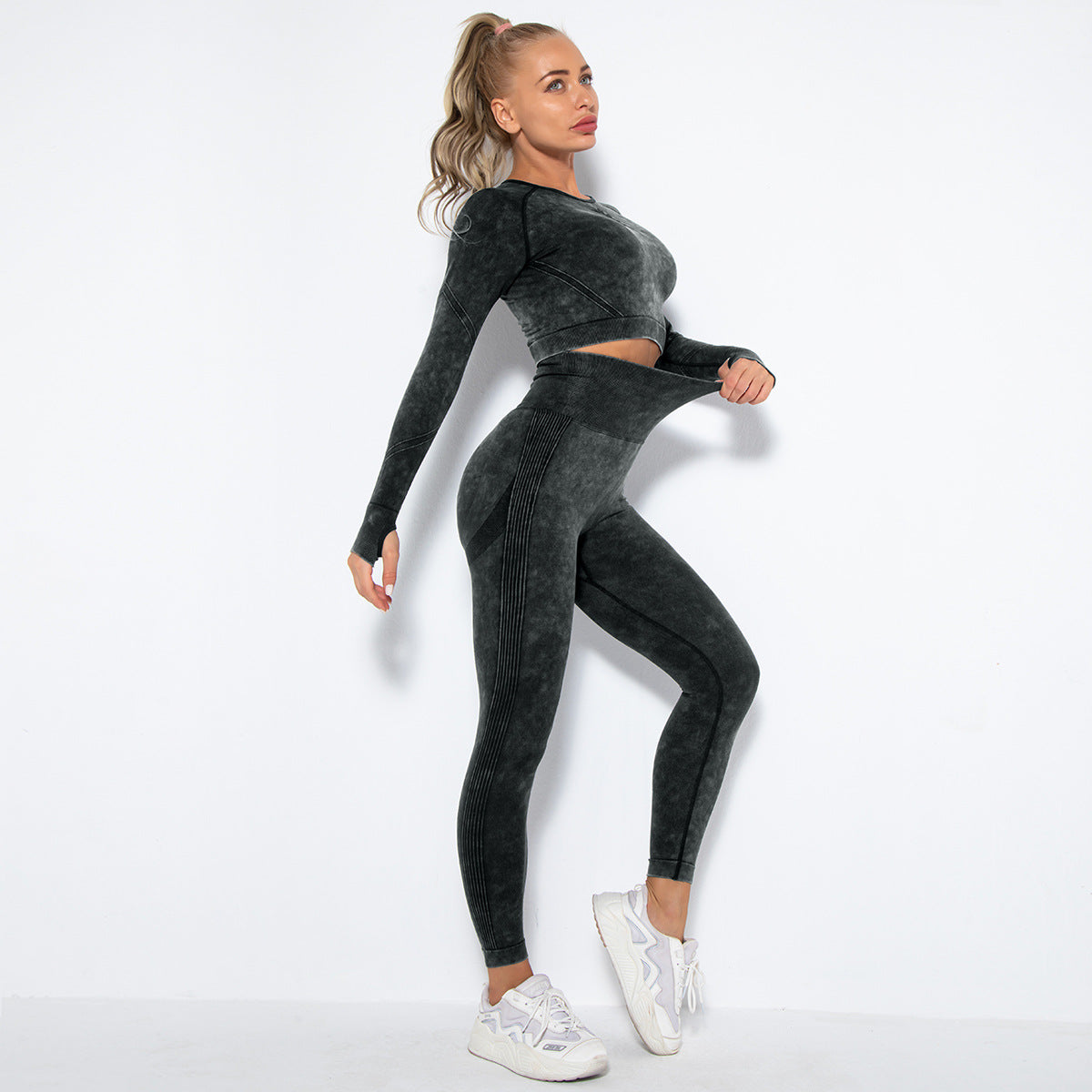 Sportliches Yoga Set Crop Top High Waist Leggings