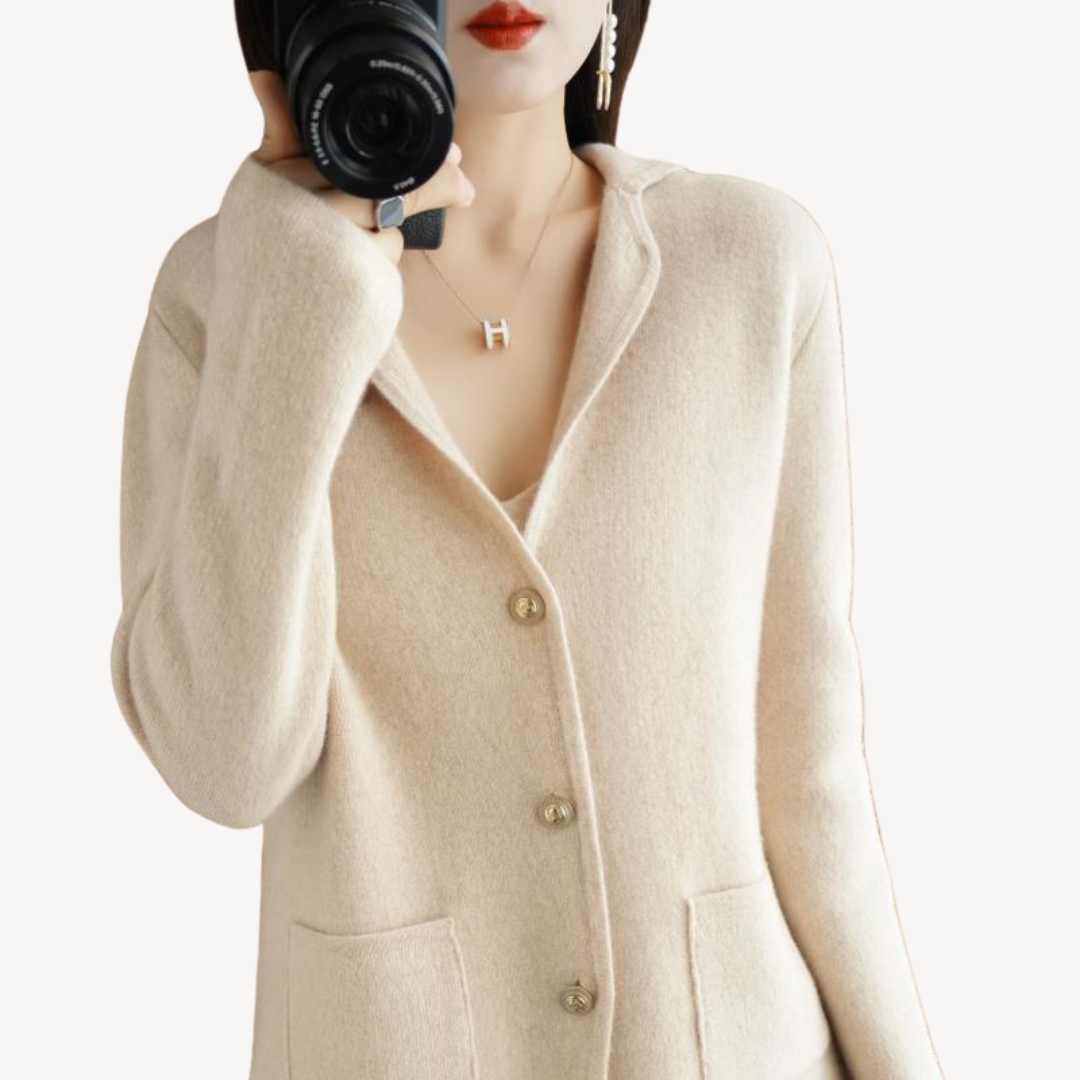 Damen Wollcardigan Knöpfe Elegantes Design