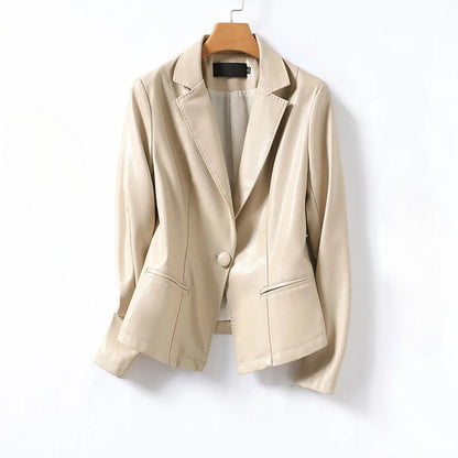 Leder Blazer Frauen Elegant Lammleder Schwarz
