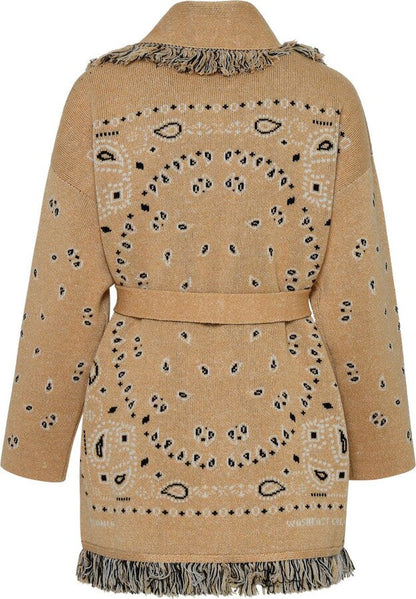 Damen Cardigan Strickjacke Warm mit Fransen und Muster