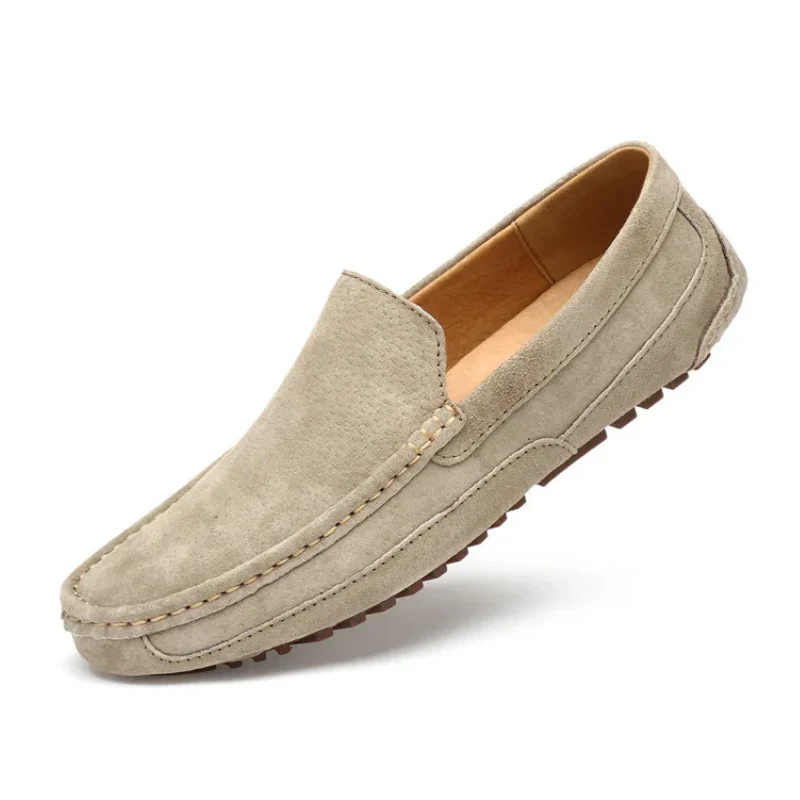 Bequeme Herren Mokassins Beige Lederschuhe
