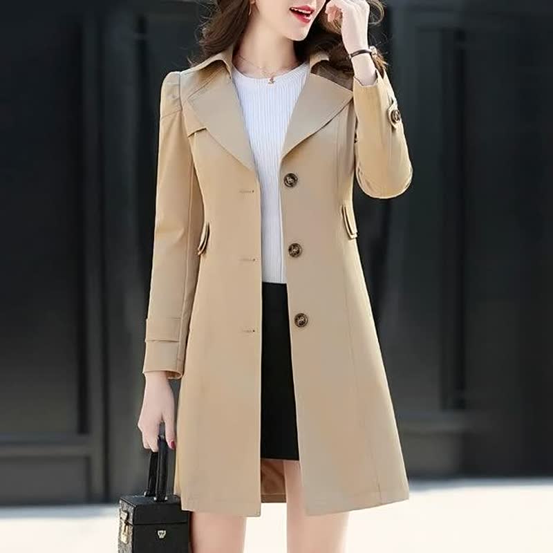 Langer Trenchcoat Damen Elegant Bequem Warm