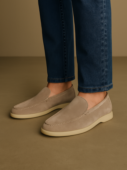 Echtes Leder Loafer Herren Schuhe Beige Elegant