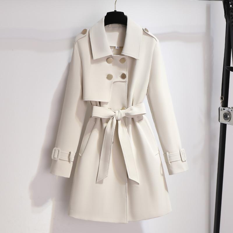 Damen Trenchcoat Langärmlig Chic Schwarz - BerlinGlamour