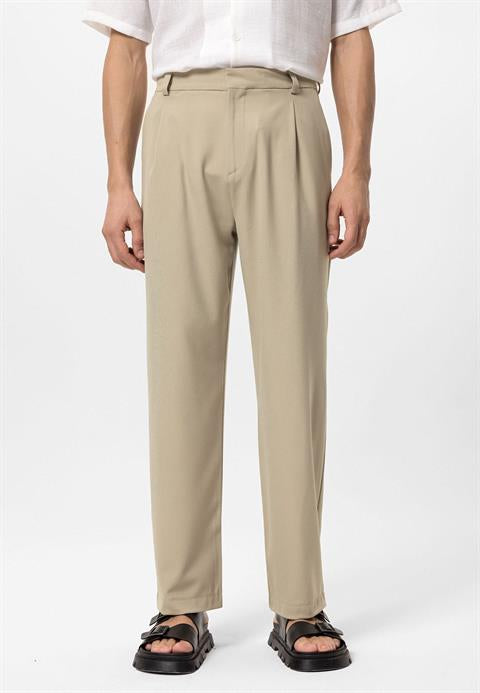 Herren-Hose Beige Hochtailliert Slimfit - BerlinGlamour