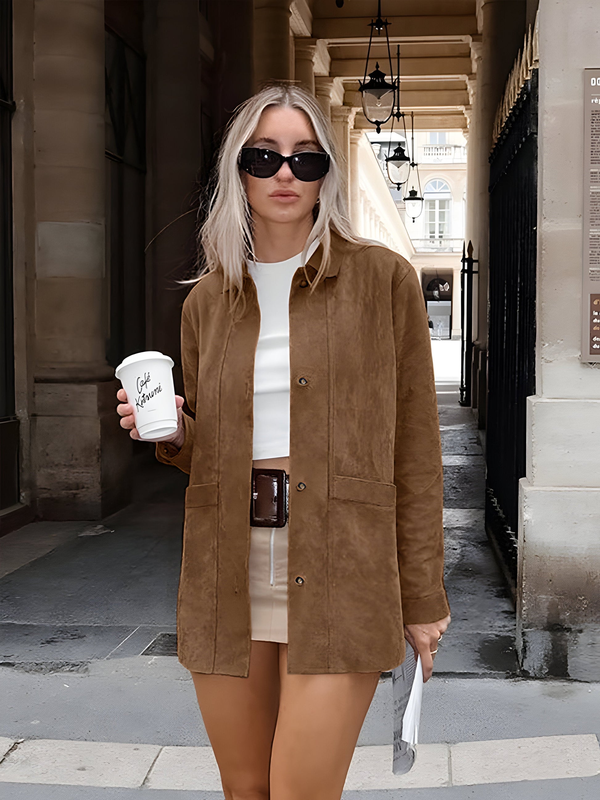 Lederjacke Damen Oversized Trendy Wildleder Stil - BerlinGlamour