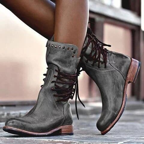 Bequeme Stiefel Warm Elegante Schnürsenkellos Heidi Style