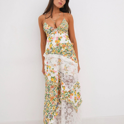 Sommer Maxikleid Damen Spitze Spitzenkleid Blumig - BerlinGlamour