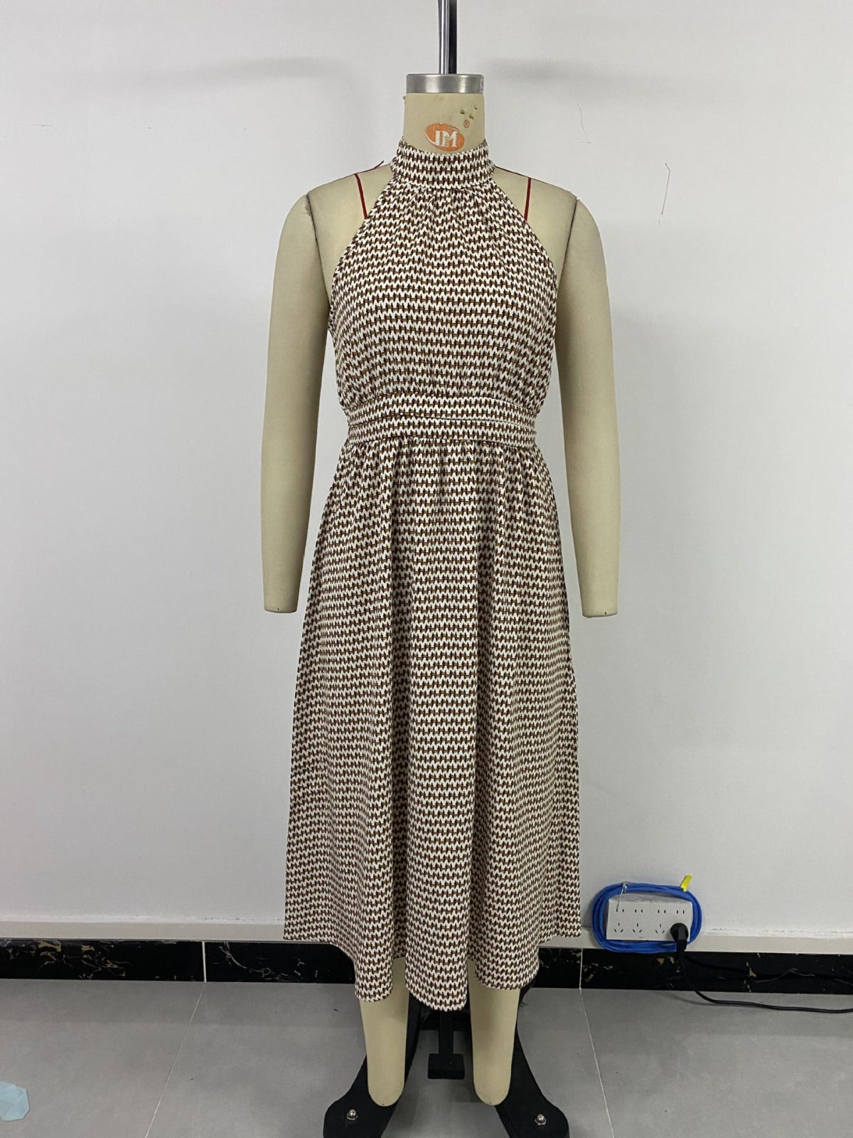 Retro-Kleid geometrisch Print Halbkragen Damen