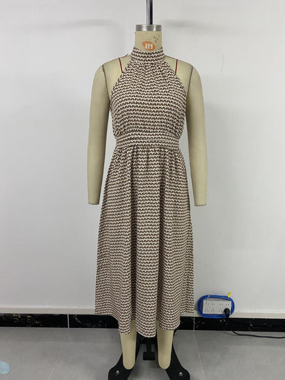 Retro-Kleid geometrisch Print Halbkragen Damen