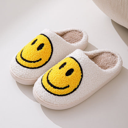 Weiche Pelzpantoffel Smiley Muster Warm