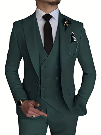 Herren Anzug Set 3-teilig Business Blazer Hose Weste