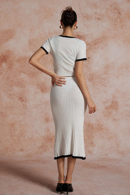 Damen Zweiteiler Set Strick Top und Rock